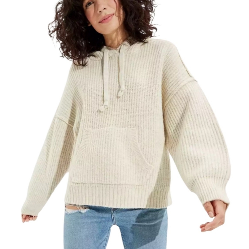 American Eagle Hooded Sweater Oatmeal Size S